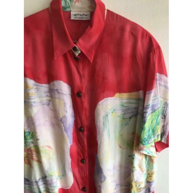 Vintage blouse met felle kleuren (M/medium)