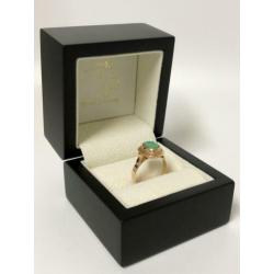 Antiek Rosé Gouden Ring Cabochon Geslepen Groene Turkoois