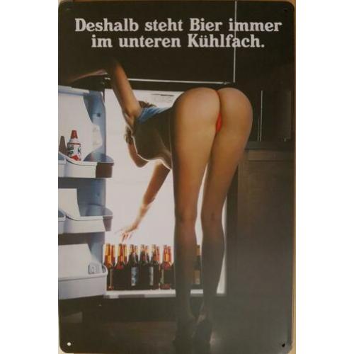 Bier onderin koelkast reclamebord wandbord van metaal cafe