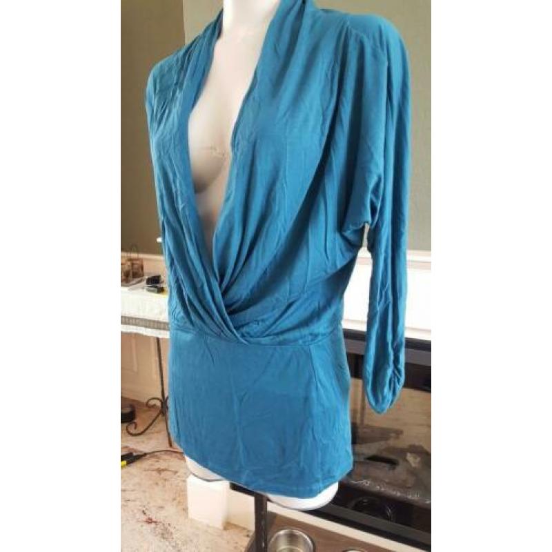 Nieuw CLAUDIA STRATER top 34 XS blauw mouw topje shirt S 36
