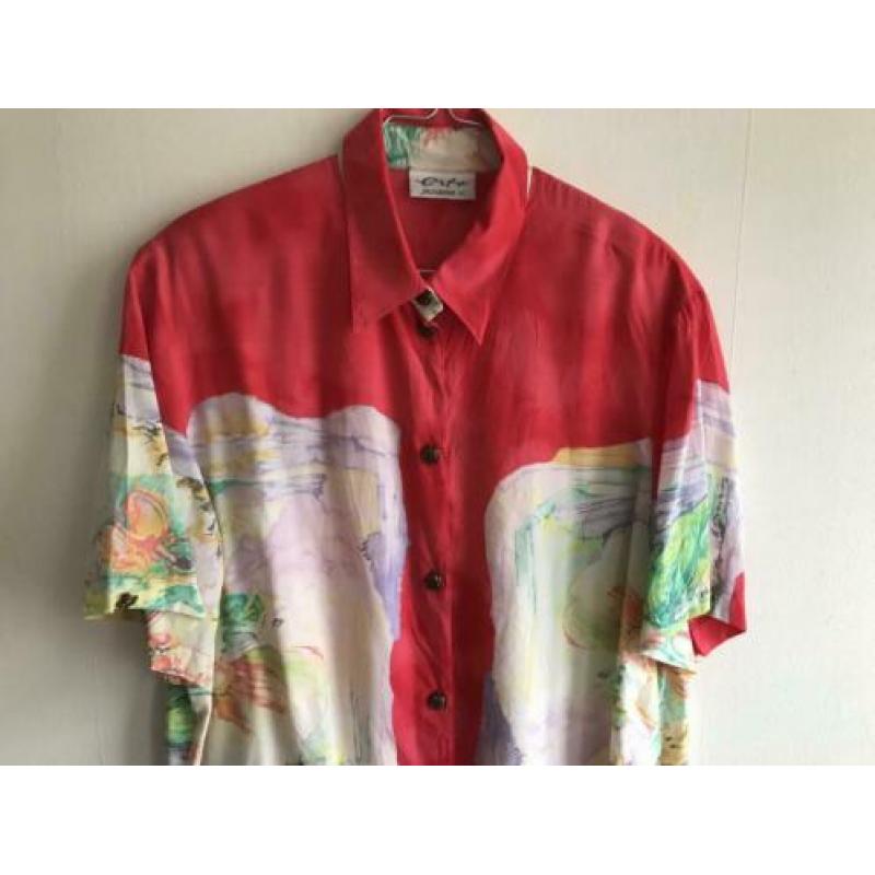 Vintage blouse met felle kleuren (M/medium)