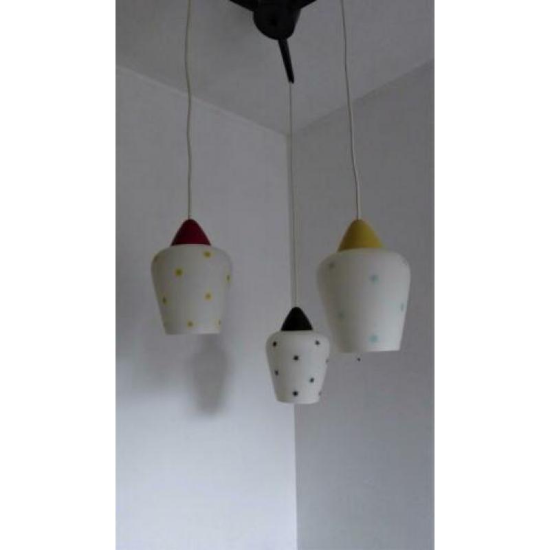 Philips vintage hanglamp Louis Kalff gekleurde bevestiging
