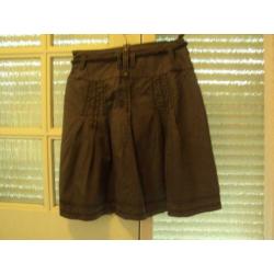 Bruin katoenen college rok met koord EDC ESPRIT 38 M prima