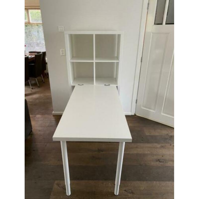 Kallax tafel /bureau kast combinatie wit van Ikea