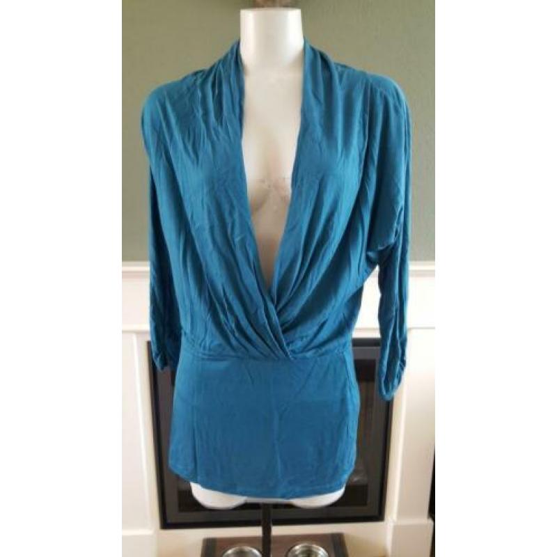 Nieuw CLAUDIA STRATER top 34 XS blauw mouw topje shirt S 36