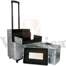 Aluminium cosmetica trolley 3 in 1 ZILVER
