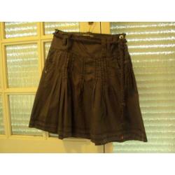 Bruin katoenen college rok met koord EDC ESPRIT 38 M prima