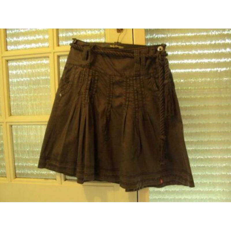 Bruin katoenen college rok met koord EDC ESPRIT 38 M prima