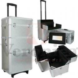 Aluminium cosmetica trolley 3 in 1 ZILVER