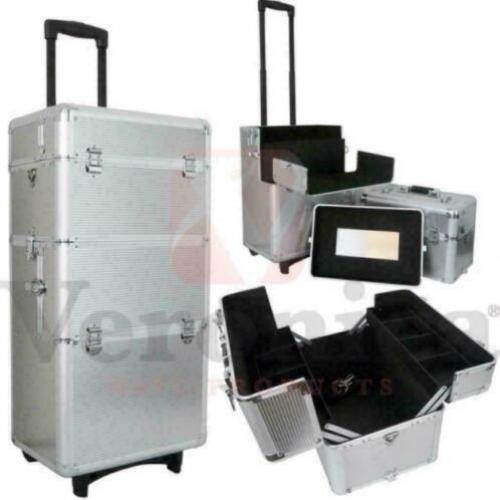 Aluminium cosmetica trolley 3 in 1 ZILVER