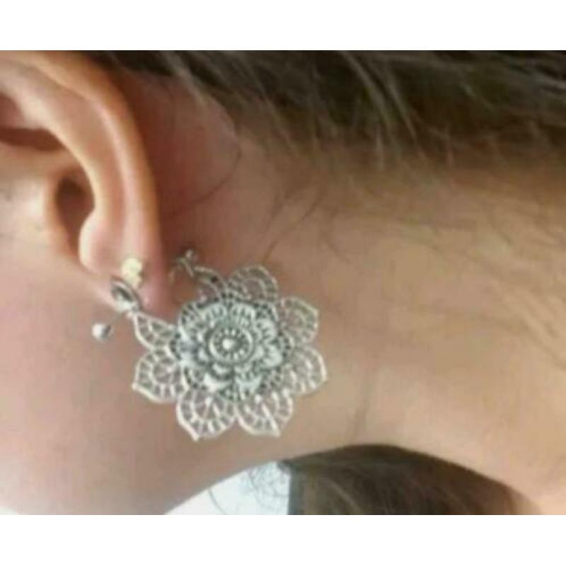 nieuw toffe tunnels 6mm met oorbellen boho bloem piercing