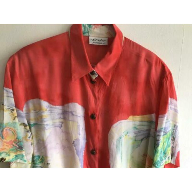 Vintage blouse met felle kleuren (M/medium)