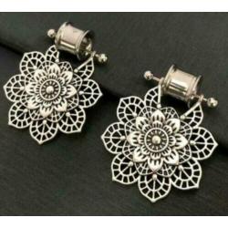 nieuw toffe tunnels 6mm met oorbellen boho bloem piercing