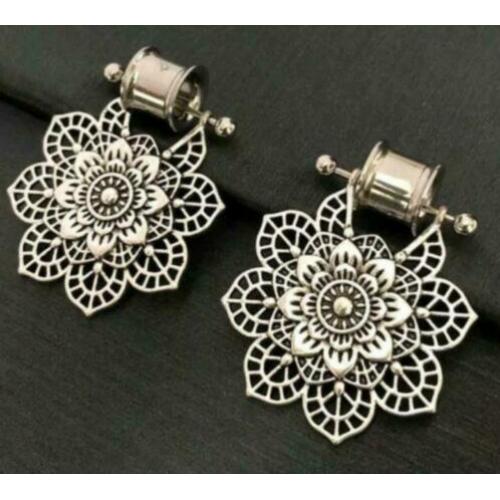 nieuw toffe tunnels 6mm met oorbellen boho bloem piercing