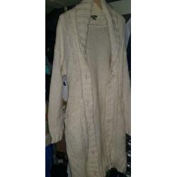 Gaaf grove lange creme kleurig vest maat m/l
