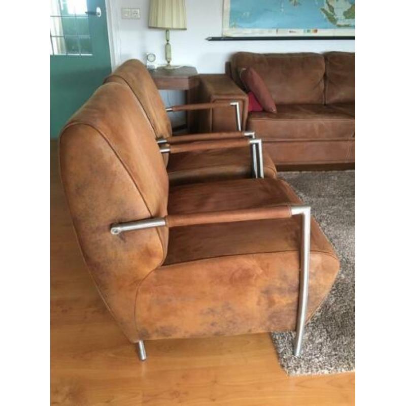 Set van 2 mooie lederen fauteuils te koop.