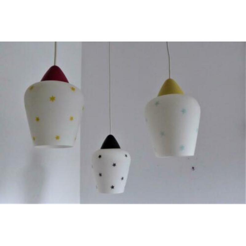 Philips vintage hanglamp Louis Kalff gekleurde bevestiging