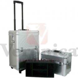 Aluminium cosmetica trolley 3 in 1 ZILVER