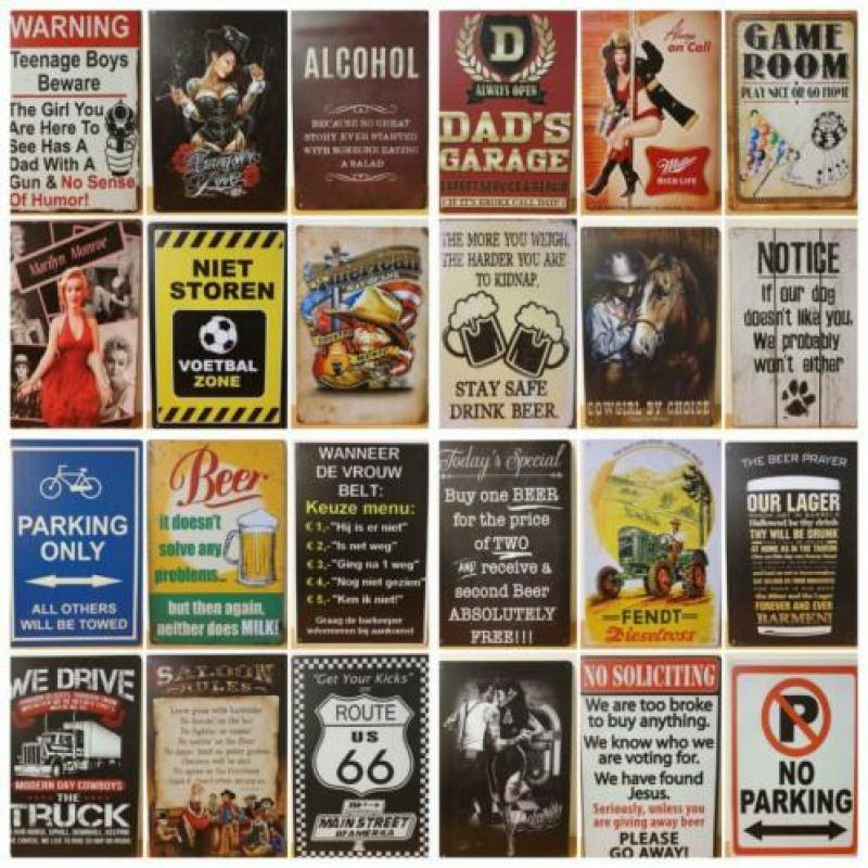 Bier onderin koelkast reclamebord wandbord van metaal cafe
