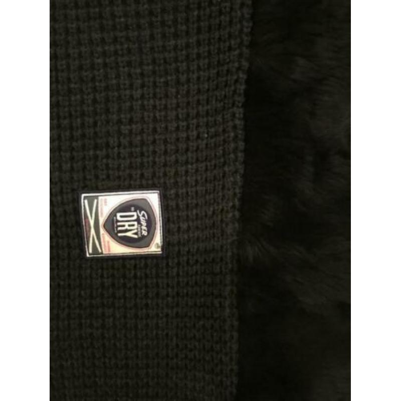 Zwarte col van SUPERDRY, supermooi! met teddy en nepbont
