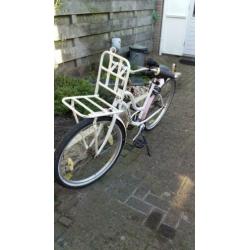 Meisjesfiets wit/roze 26 inch