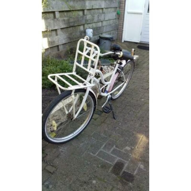 Meisjesfiets wit/roze 26 inch