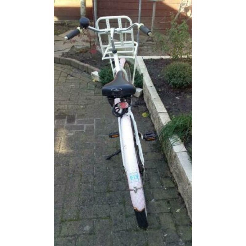Meisjesfiets wit/roze 26 inch