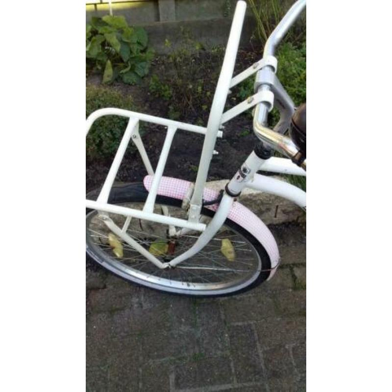 Meisjesfiets wit/roze 26 inch