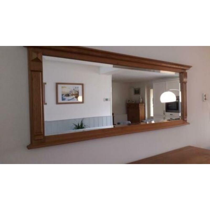 Mooi zwaar blank eiken dressoir met spiegel