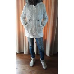 Witte parka winterjas, maat M