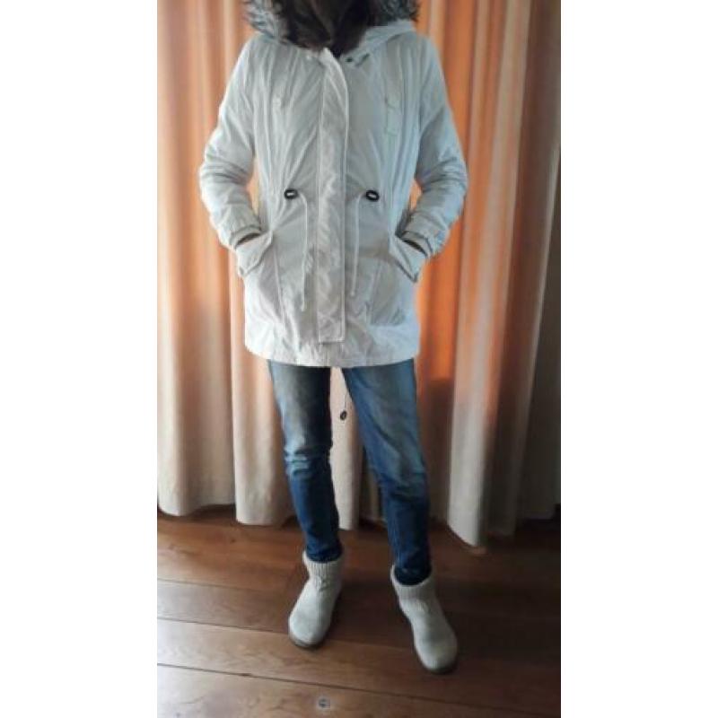 Witte parka winterjas, maat M