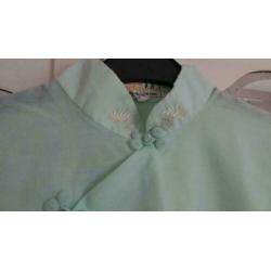 Vintage Fedo Chinese tuniek blouse mintgroen mt 40 -KB