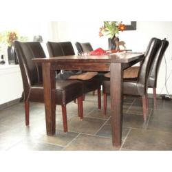 Lederen eetkamerstoelen.
