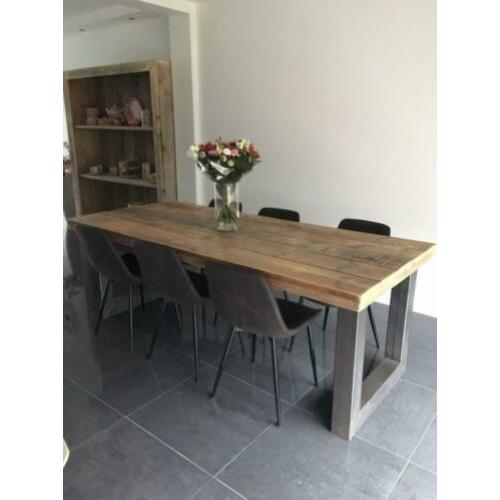 ACTIE:Industriële Eettafel Keukentafel Eethoek Steigerhouten