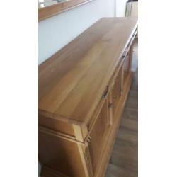 Mooi zwaar blank eiken dressoir met spiegel