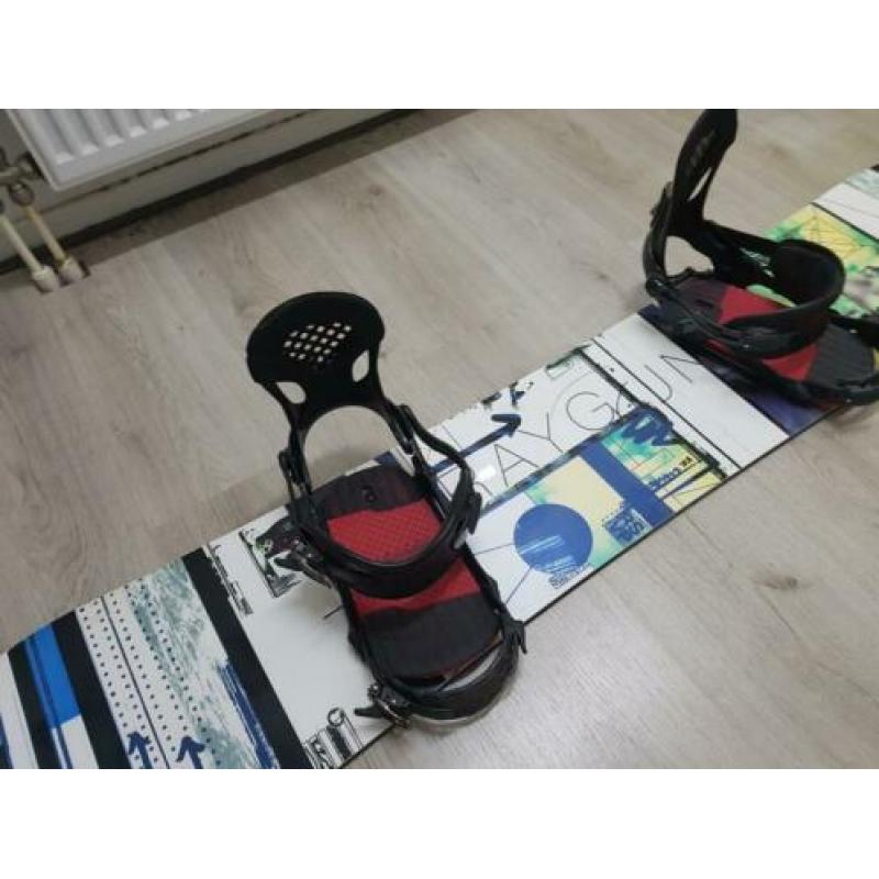 K2 raygun 157 wide snowboard + ride ex series bindingen xl