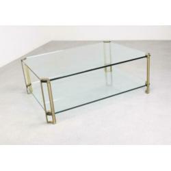 Peter Ghyczy salontafel vintage 70's uit glas en messing