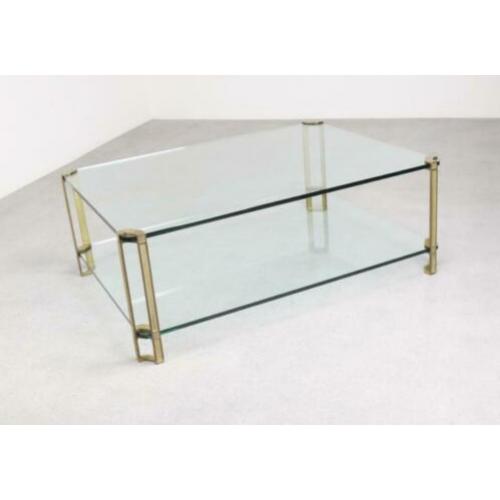 Peter Ghyczy salontafel vintage 70's uit glas en messing