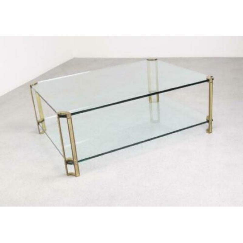 Peter Ghyczy salontafel vintage 70's uit glas en messing