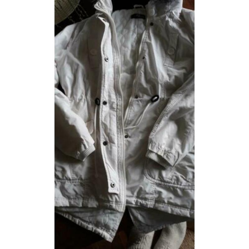 Witte parka winterjas, maat M