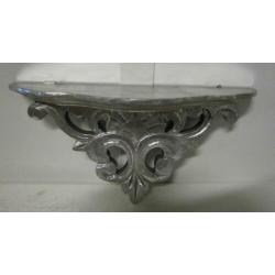Brocante houten console - 30 cm - zilver- bij TTM Wonen