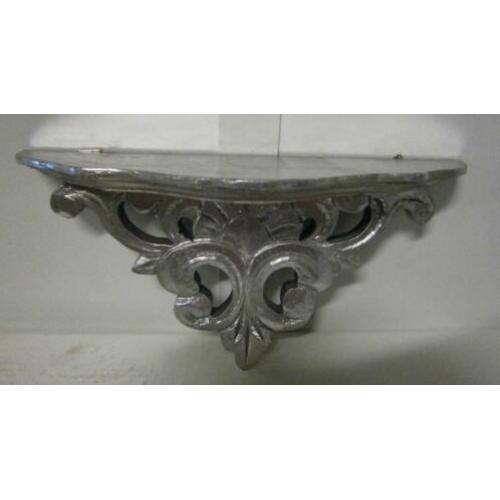 Brocante houten console - 30 cm - zilver- bij TTM Wonen