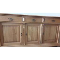 Mooi zwaar blank eiken dressoir met spiegel