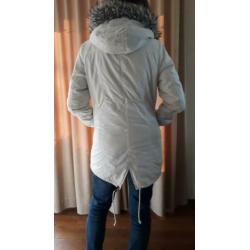 Witte parka winterjas, maat M