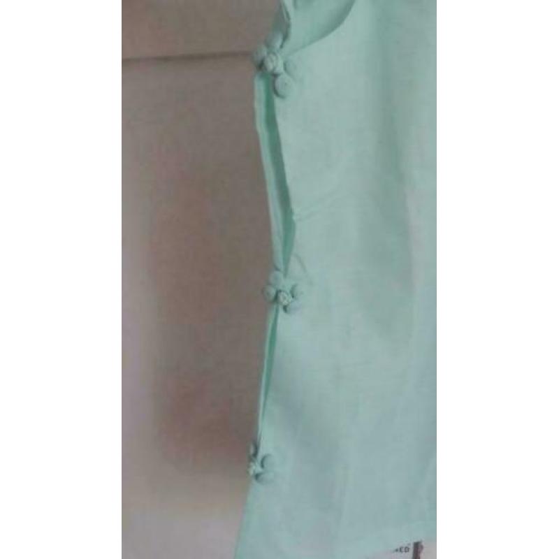 Vintage Fedo Chinese tuniek blouse mintgroen mt 40 -KB