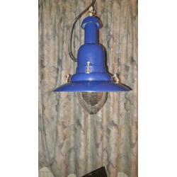 Hanglamp vintage origineel.... emaille petrol blauw.