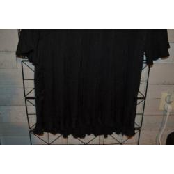 zwarte pliesee plooi blouse in maat M - dolssacim - q75