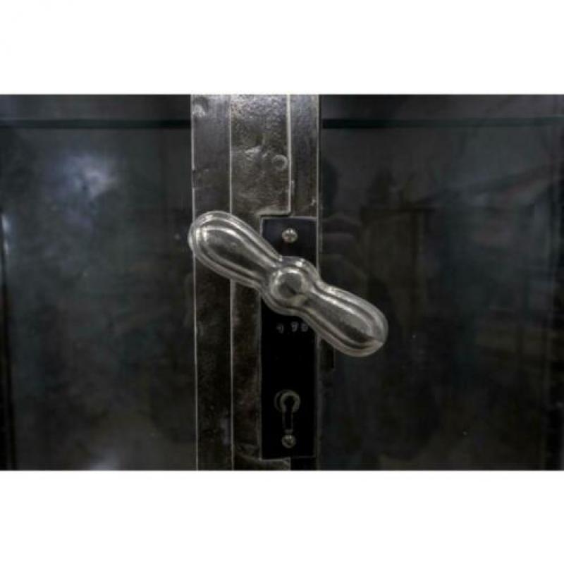 Vintage apothekerskast geborsteld staal 'Brushed Steel & Gla