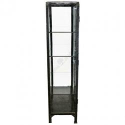 Vintage apothekerskast geborsteld staal 'Brushed Steel & Gla