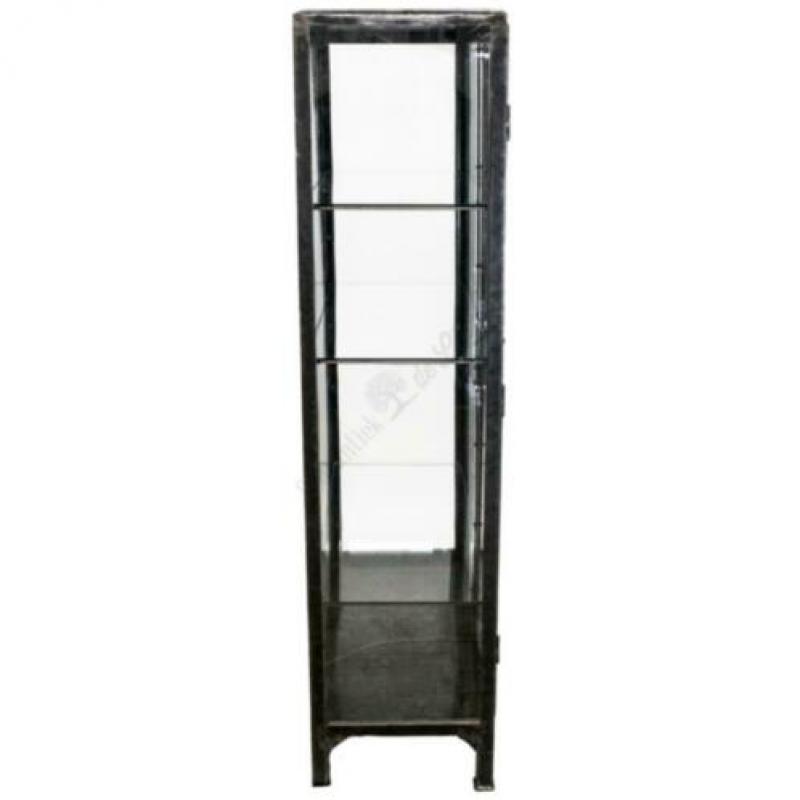 Vintage apothekerskast geborsteld staal 'Brushed Steel & Gla